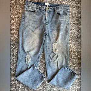 KENDALL & KYLIE Light Denim Straight Leg Distressed Jeans - Size 11/12